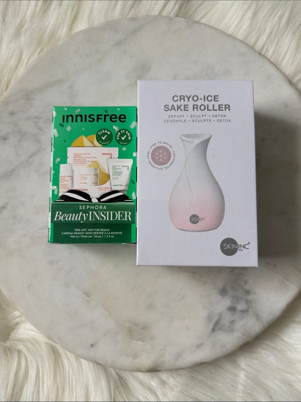 NIB Innisfree Glass Skin Routine from Sephora + Skin Inc Cryo-Ice Sake Roller